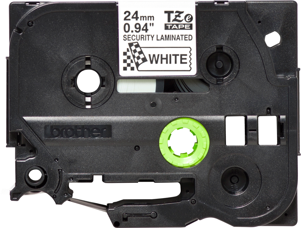 Oryginalna taśma zabezpieczająca TZe-SE5 firmy Brother – czarny nadruk na białym tle, 24 mm szerokości  2
